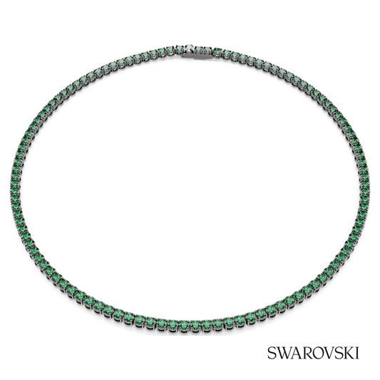 Matrix Tennis necklace, Round cut, Green, Ruthenium plated – item 5743471