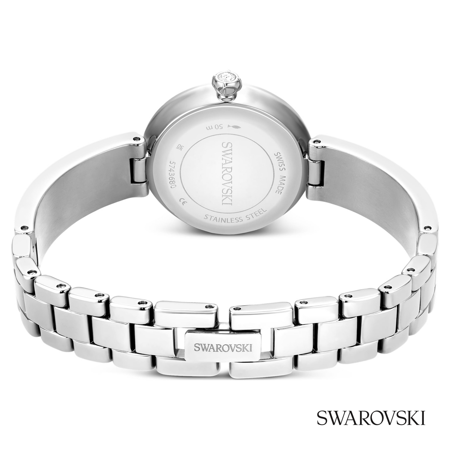 Matrix pearl bangle watch, Swiss Made, Crystal bracelet