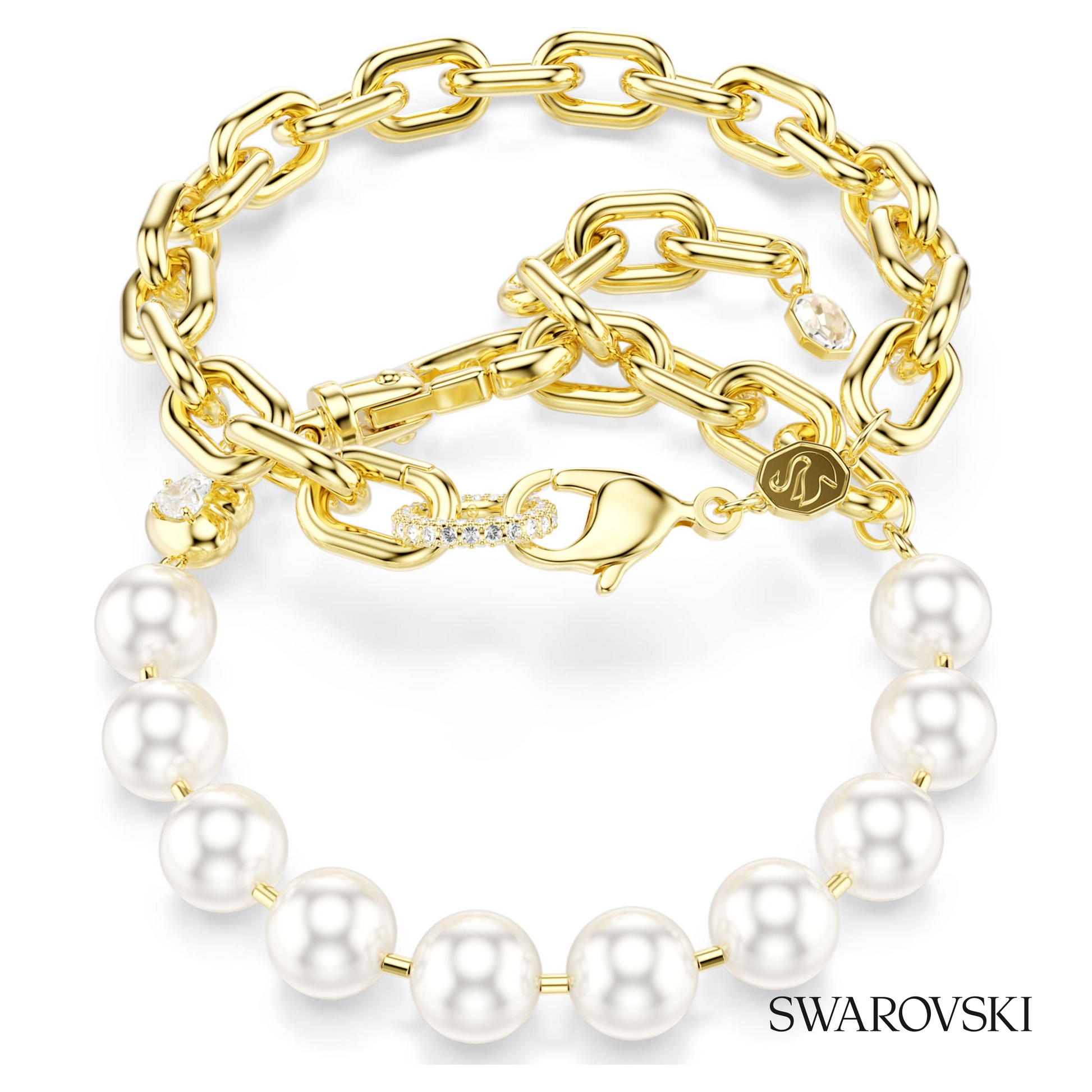 Swarovski Idyllia necklace, Crystal pearl, White, 18K gold – item 5743993 image 5