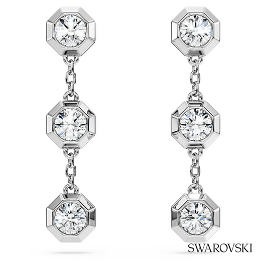 Octagon drop earrings, Lab-grown diamonds 0.6 ct tw, Round shape, Sterling silver – item 5744549