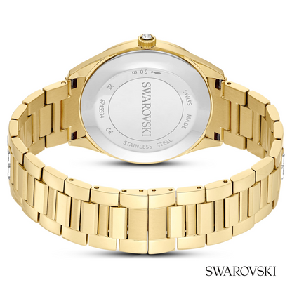 Matrix date watch, Swiss Made, Metal bracelet, Gold tone