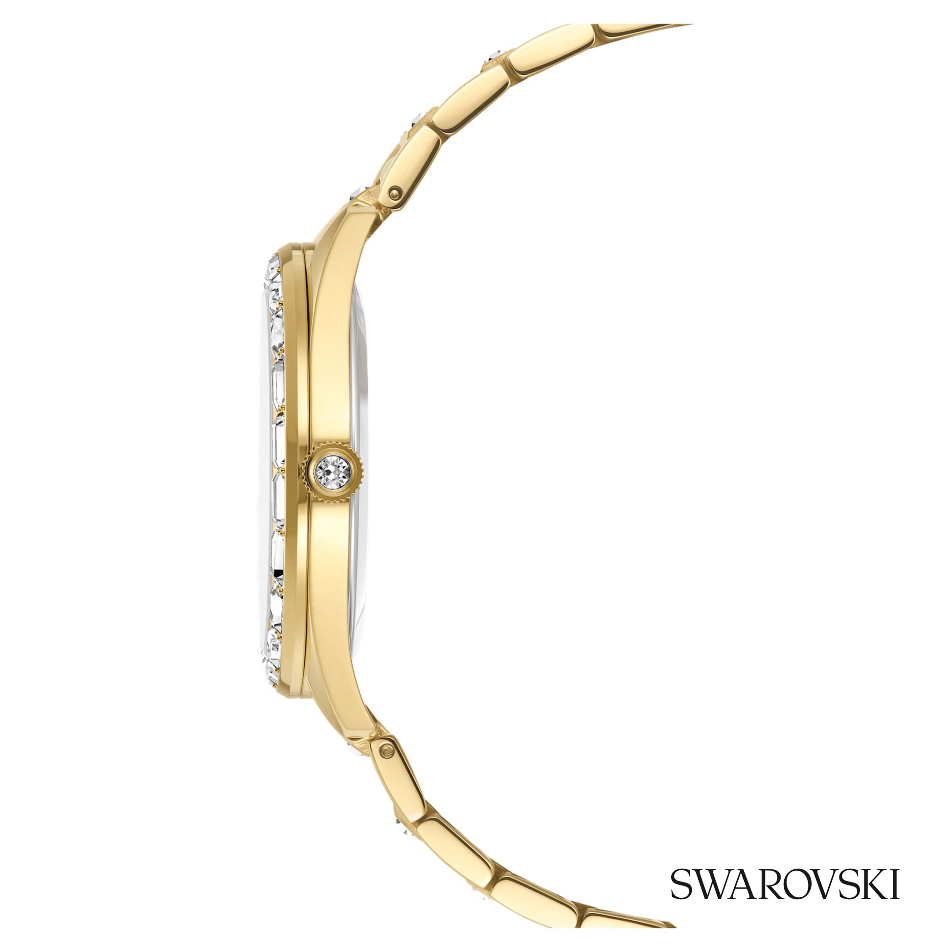 Matrix date watch, Swiss Made, Metal bracelet, Gold tone