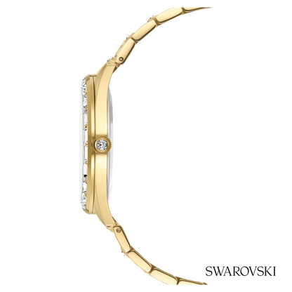 Matrix date watch, Swiss Made, Metal bracelet, Gold tone