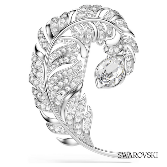 Idyllia brooch, Mixed cuts, Feather, Rhodium plated – item 5747549