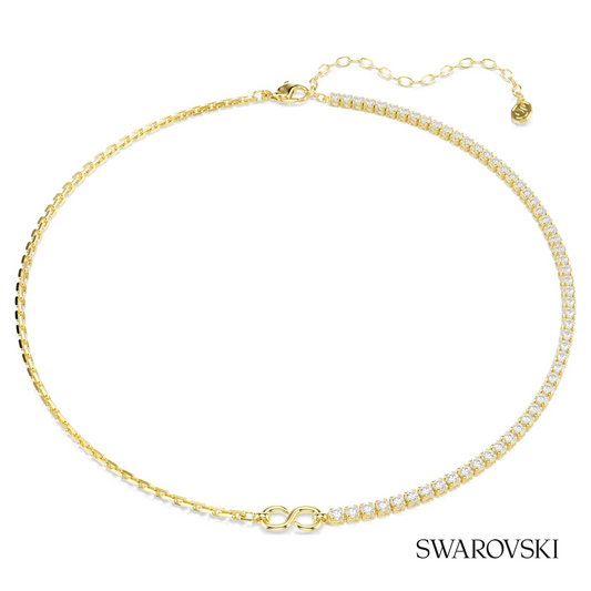 Matrix necklace, Round cut, White, 18K gold finish – item 5747717