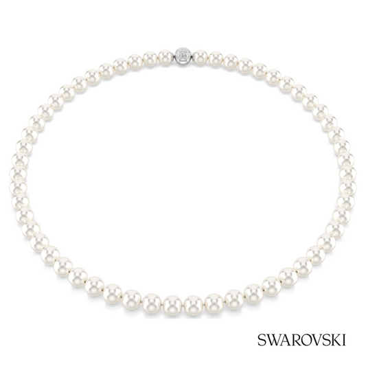 Matrix necklace, Crystal pearl, White, Rhodium plated – item 5747746