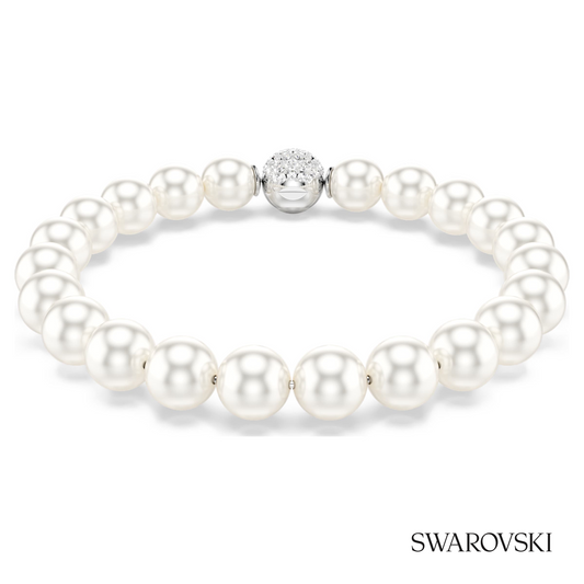 Matrix bracelet, Crystal pearl, White, Rhodium plated – item 5747747