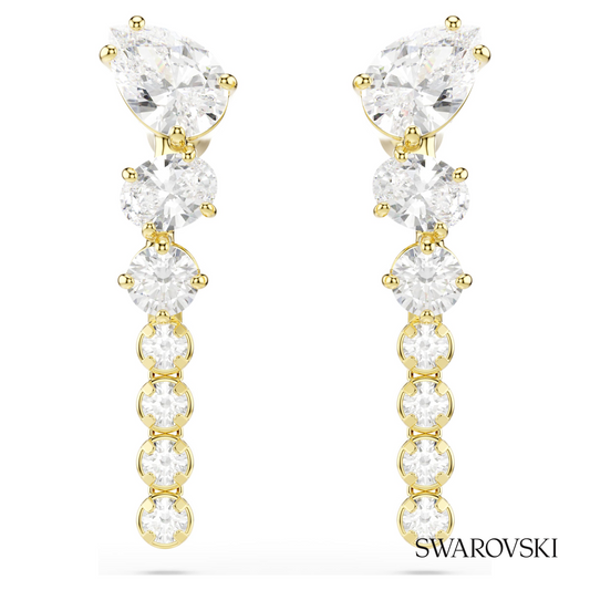 Mesmera drop earrings, Mixed cuts, White, 18K gold finish – item 5747936