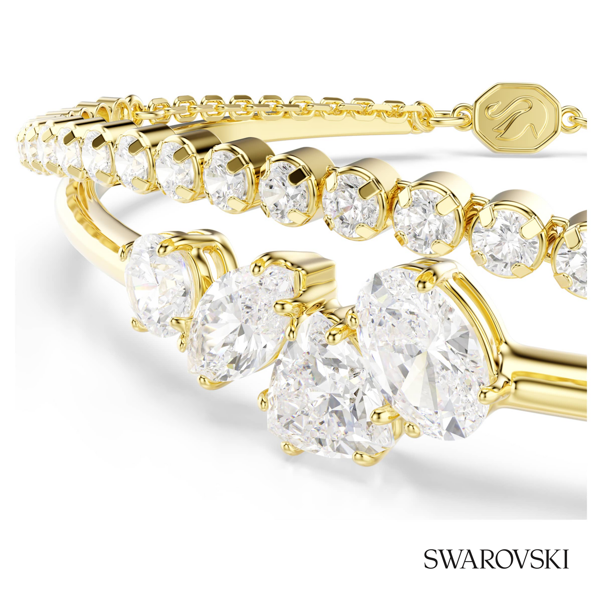 Swarovski Mesmera bracelet, Mixed cuts, White, 18K gold – item 5747953 image 2