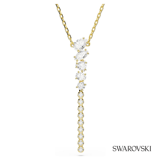 Mesmera Y necklace, Mixed cuts, White, 18K gold finish – item 5747997