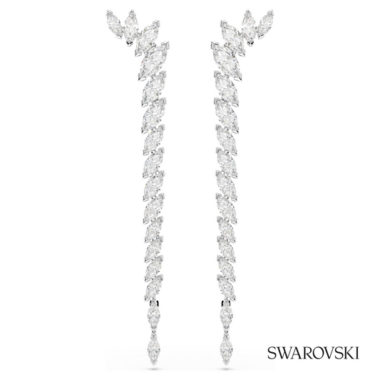 Swarovski Mesmera earrings, Marquise cut, White, Rhodium – item 5748006