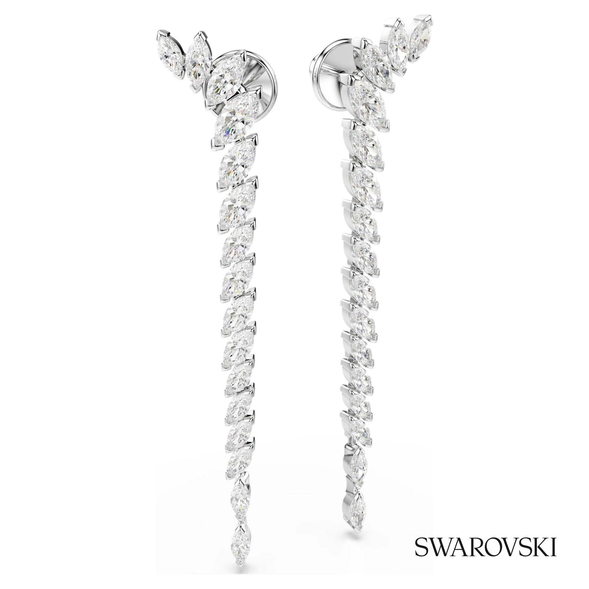 Swarovski Mesmera earrings, Marquise cut, White, Rhodium – item 5748006 image 3