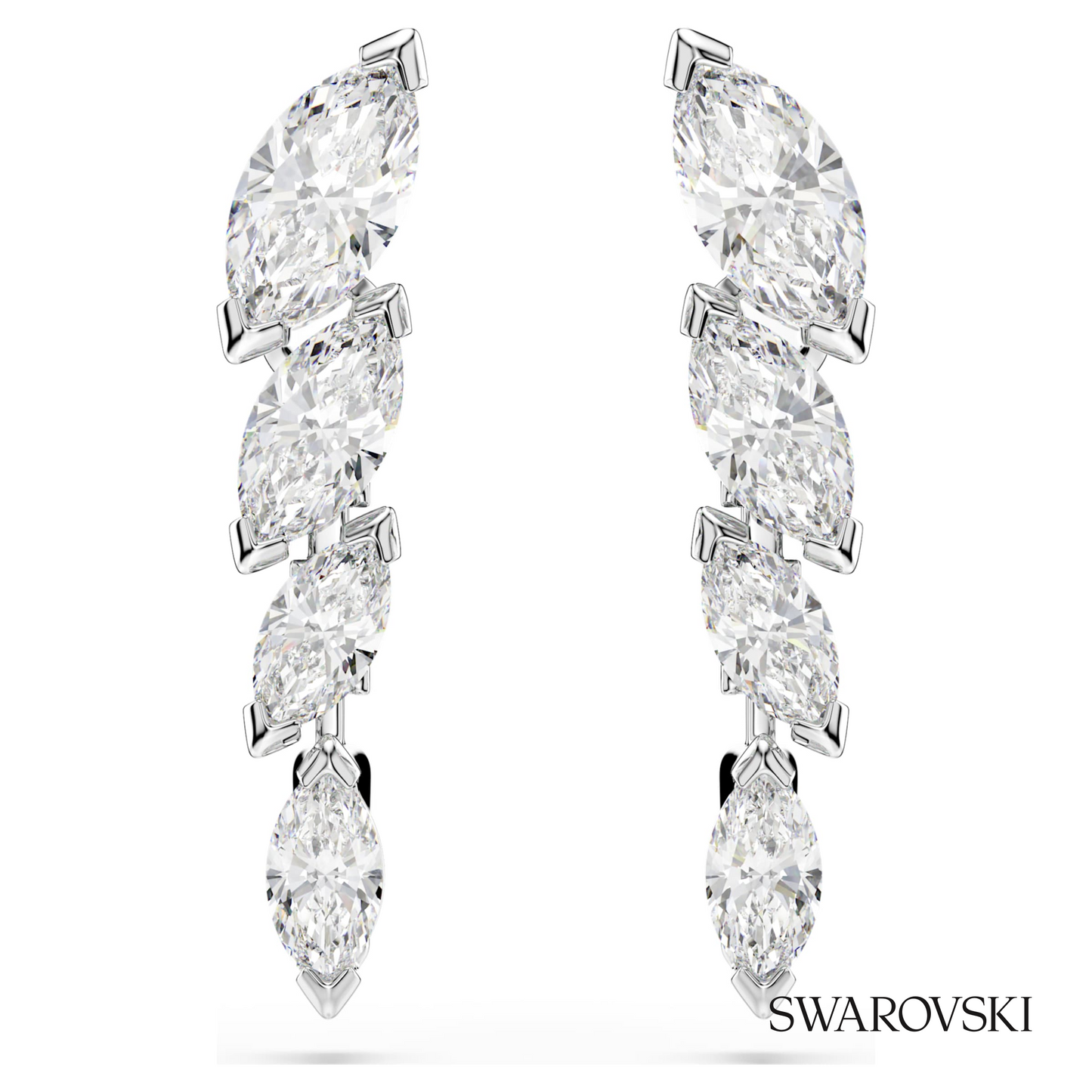 Swarovski Mesmera earrings, Marquise cut, White, Rhodium – item 5748007