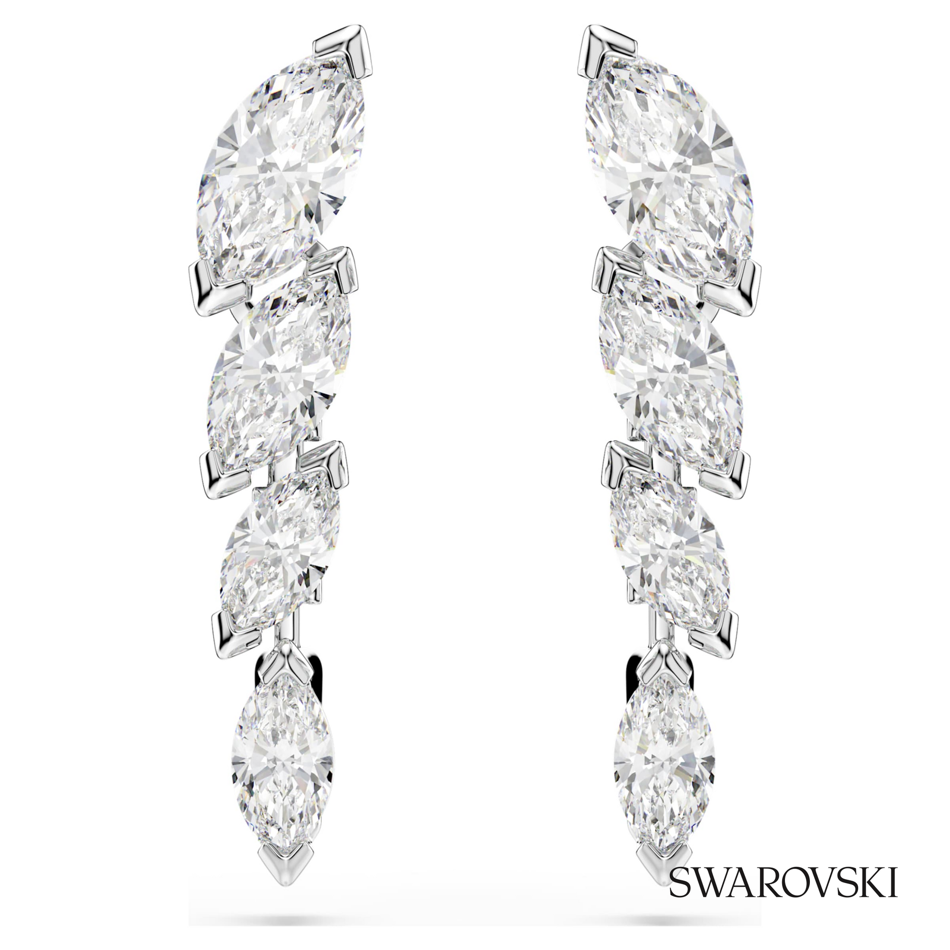 Swarovski Mesmera earrings, Marquise cut, White, Rhodium – item 5748007