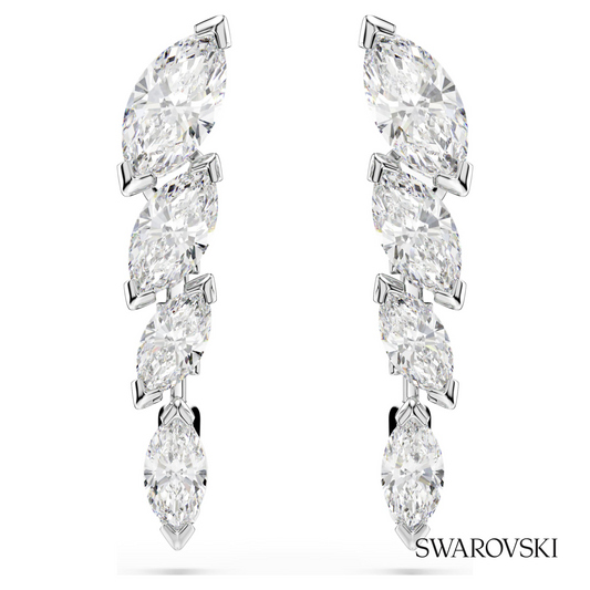 Swarovski Mesmera earrings, Marquise cut, White, Rhodium – item 5748007