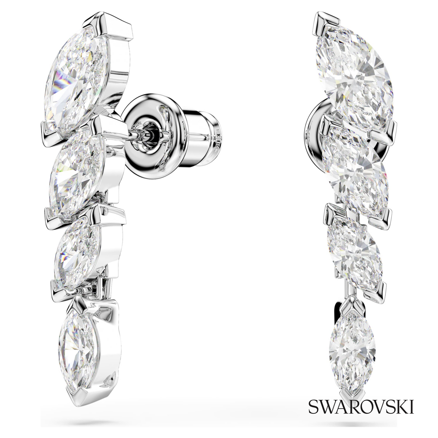 Swarovski Mesmera earrings, Marquise cut, White, Rhodium – item 5748007 image 2