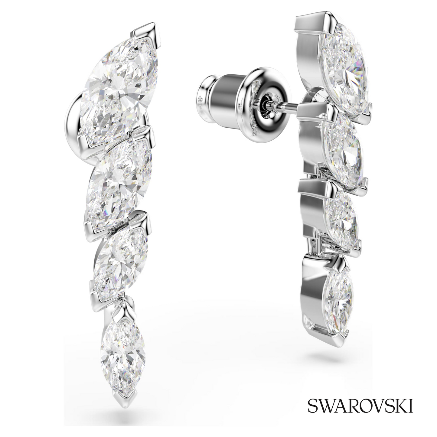 Swarovski Mesmera earrings, Marquise cut, White, Rhodium – item 5748007 image 3