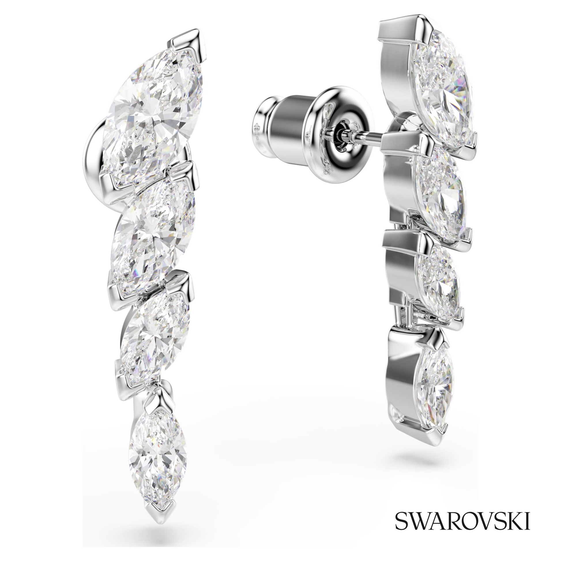 Swarovski Mesmera earrings, Marquise cut, White, Rhodium – item 5748007 image 3