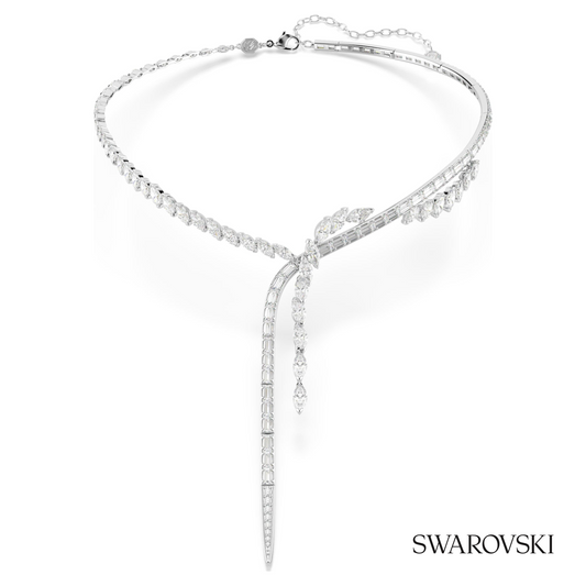 Mesmera Y necklace, Mixed cuts, White, Rhodium plated – item 5748652