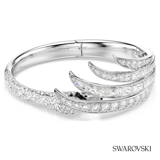 Vienna bangle, Mixed cuts, Swan, White, Rhodium plated – item 5749066