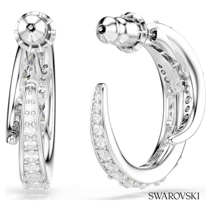 Vienna hoop earrings, Mixed cuts, White, Rhodium plated – item 5749069 – view 4