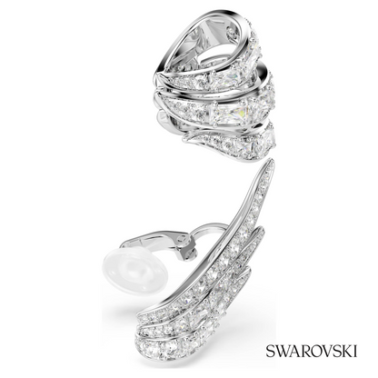 Vienna ear cuffs, Mixed cuts, Swan, White, Rhodium plated – item 5749071 – view 3