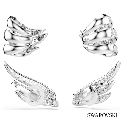 Vienna ear cuffs, Mixed cuts, Swan, White, Rhodium plated – item 5749071 – view 4