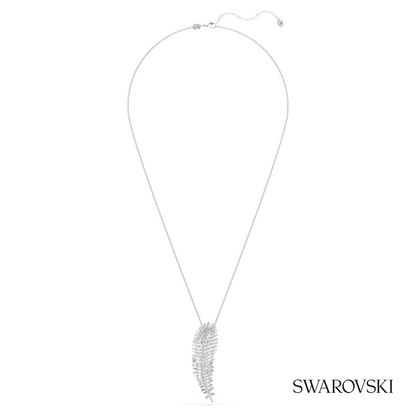 Vienna pendant and brooch, Mixed cuts, Feather, White, Rhodium plated – item 5749209 – view 2