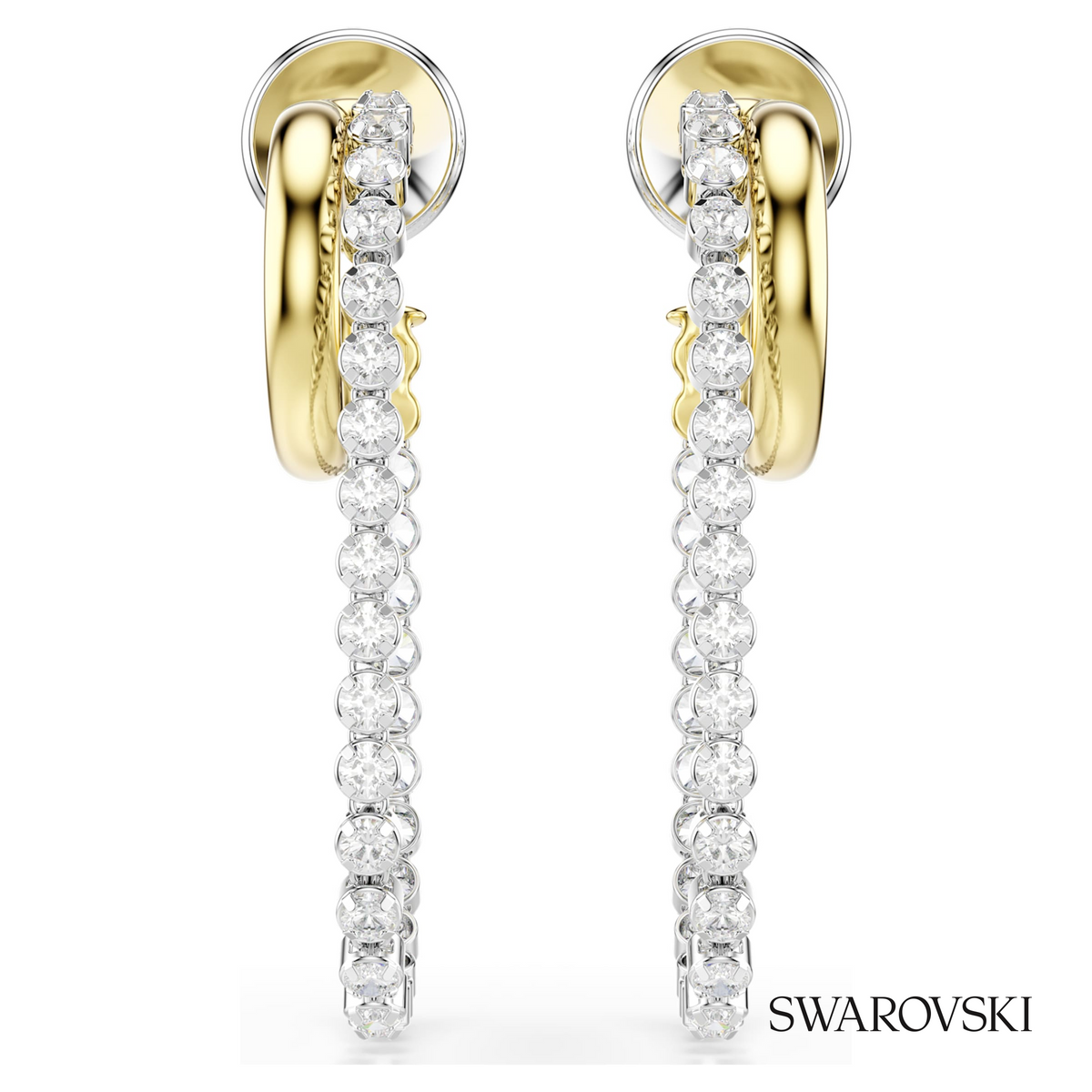 Hyperbola earrings, Round cut, White, Mixed metal finish – item 5749366 – view 2