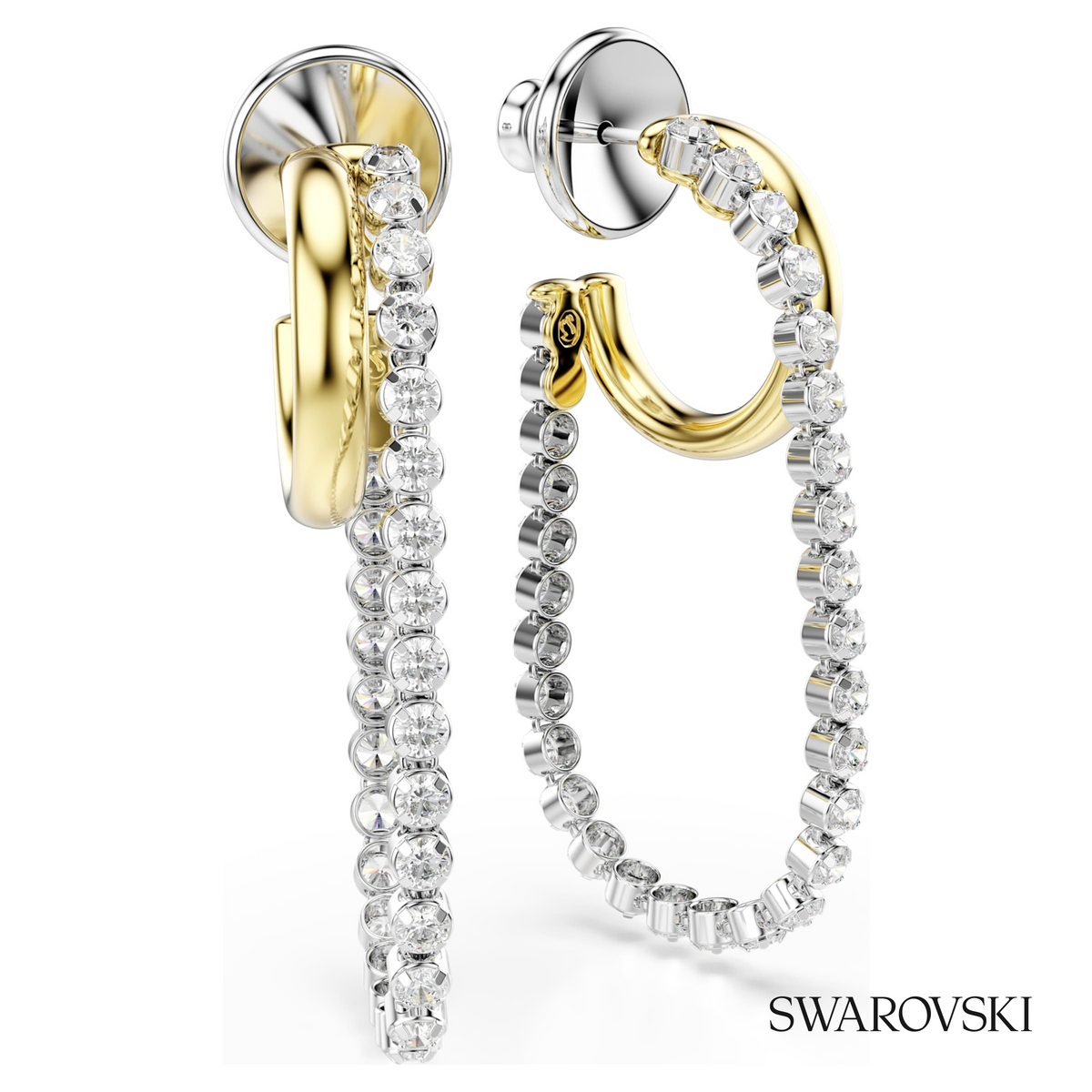 Hyperbola earrings, Round cut, White, Mixed metal finish – item 5749366 – view 3