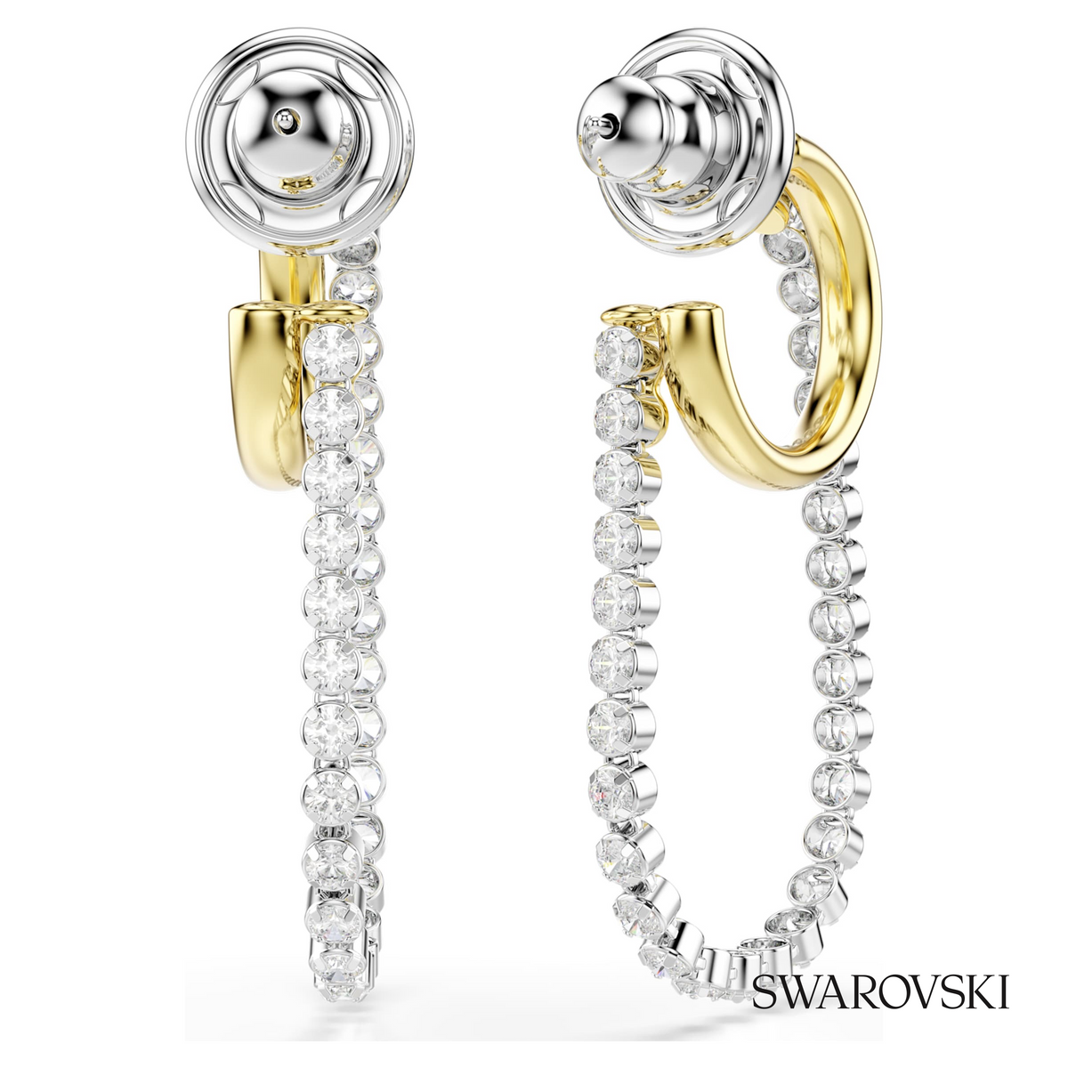Hyperbola earrings, Round cut, White, Mixed metal finish – item 5749366 – view 4