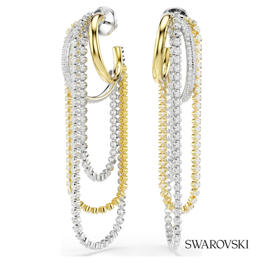 Hyperbola earrings, Layered, Round cut, White, Mixed metal finish – item 5749368