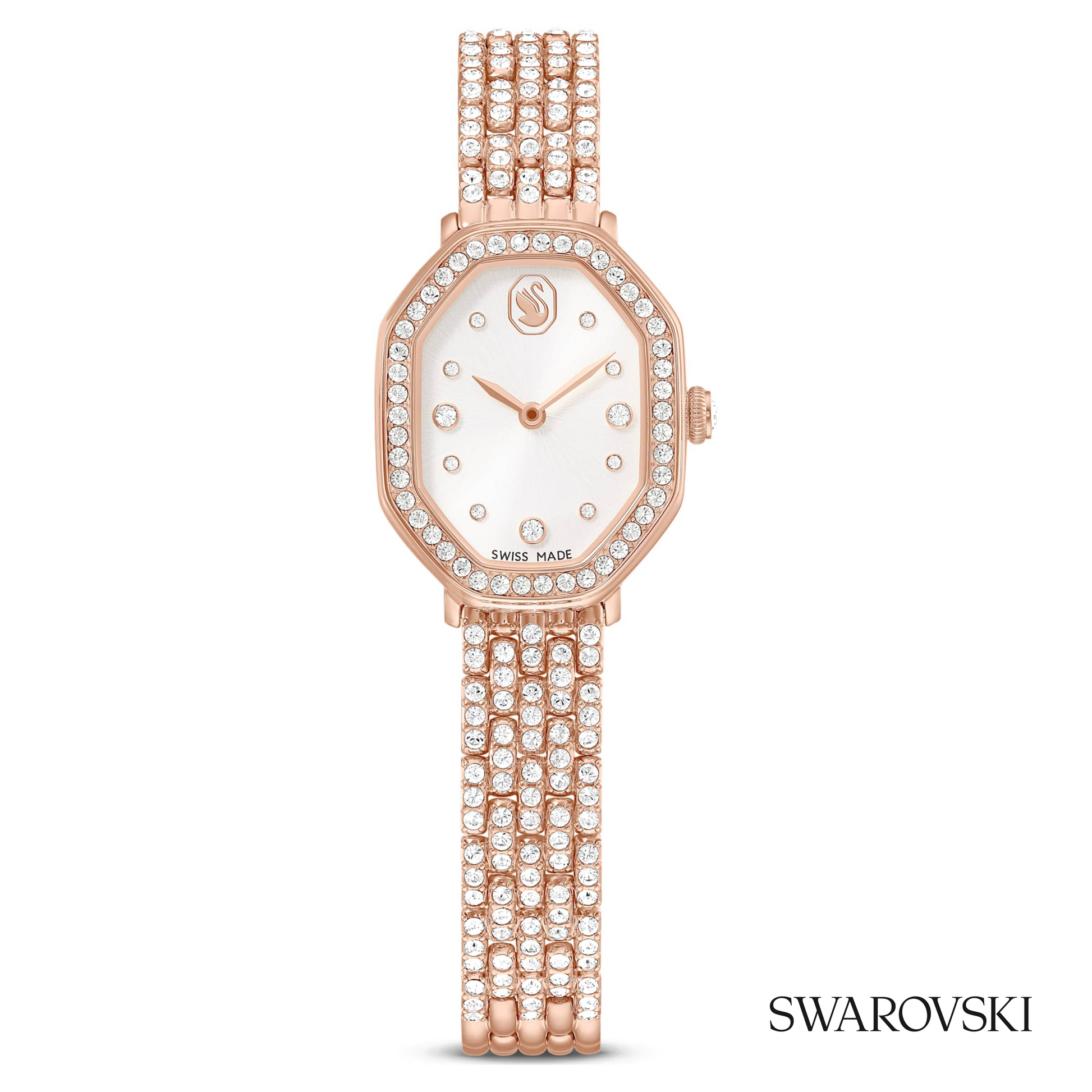 Dextera octagon watch, Swiss Made, Metal bracelet, Rose gold tone