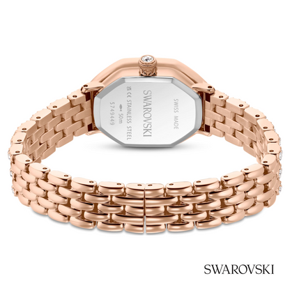 Dextera octagon watch, Swiss Made, Metal bracelet, Rose gold tone