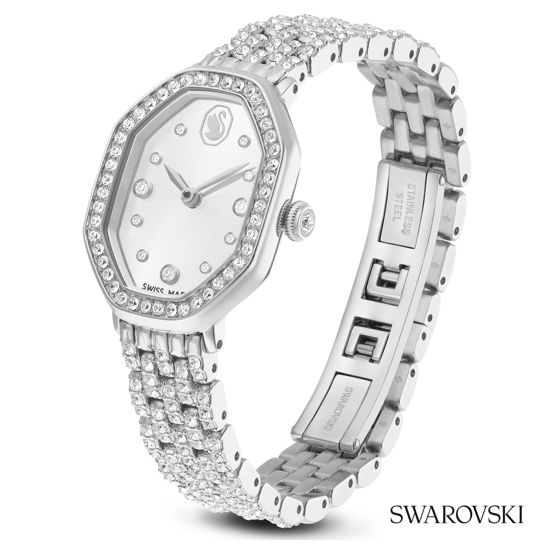 Dextera octagon watch, Swiss Made, Metal bracelet