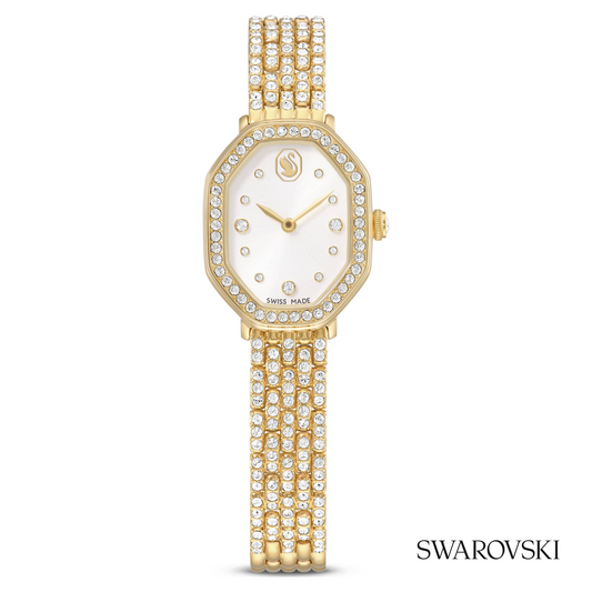 Dextera octagon watch, Swiss Made, Metal bracelet, Gold tone