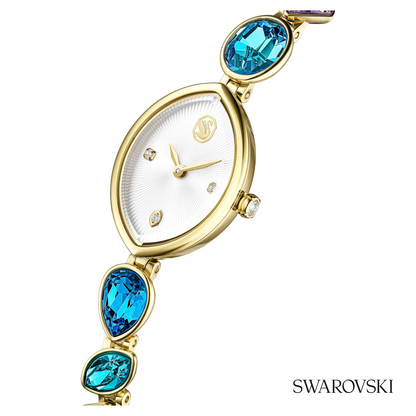 Gema watch, Crystal bracelet, Gold tone