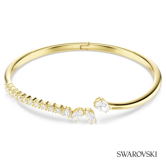 Mesmera bangle, Mixed cuts, White, 18K gold finish – item 5750440