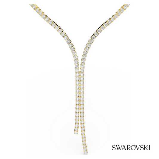 Matrix Y necklace, Round cut, White, 18K gold finish – item 5750601