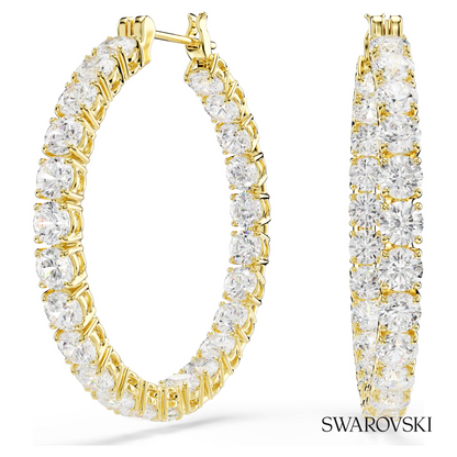 Swarovski Matrix hoop earrings, Round cut, White, 18K gold – item 5750620 image 5