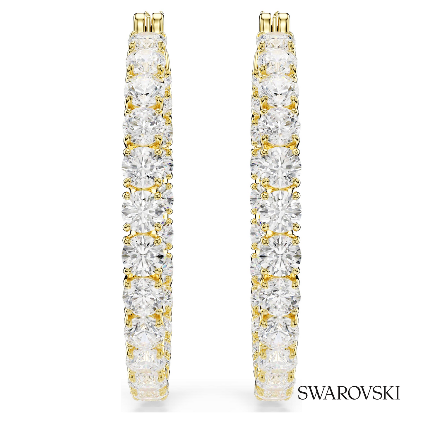 Swarovski Matrix hoop earrings, Round cut, White, 18K gold – item 5750620 image 2