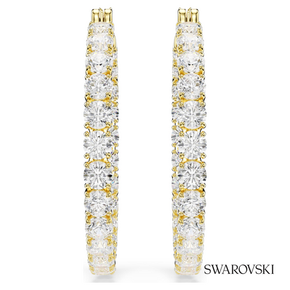 Swarovski Matrix hoop earrings, Round cut, White, 18K gold – item 5750620 image 2