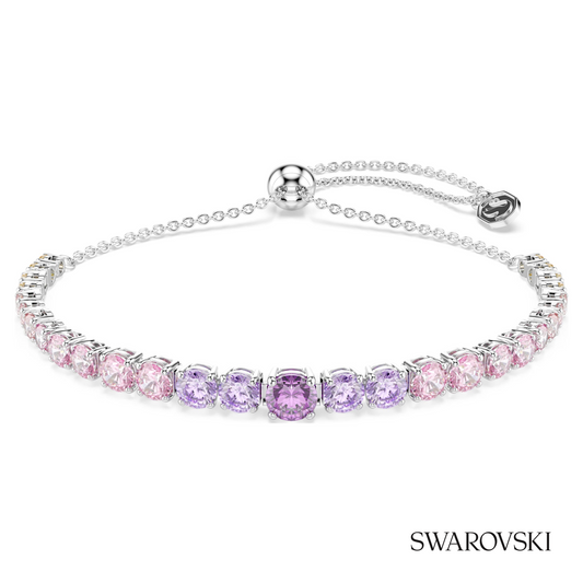 Matrix bracelet, Gradient of round cuts, Multicolored, Rhodium plated – item 5751197