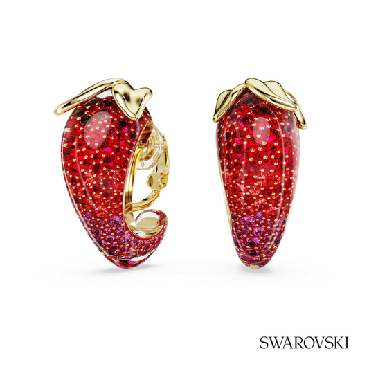Idyllia clip earrings, Red, 18K gold finish – item 5751416