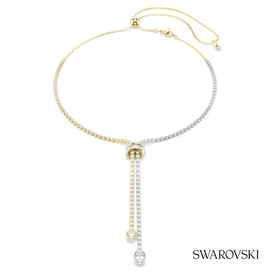 Hyperbola Y necklace, Round cut, Knot, White, Mixed metal finish – item 5752854