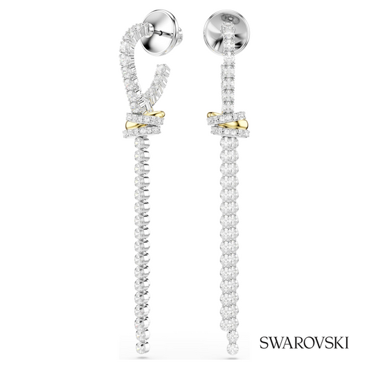 Hyperbola drop earrings, Round cut, Knot, White, Mixed metal finish – item 5752866