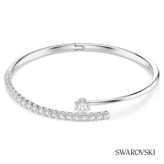Matrix bangle, Round cut, White, Rhodium plated – item 5753569