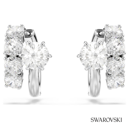 Swarovski Matrix hoop earrings, Round cut, White, Rhodium – item 5753572 image 2