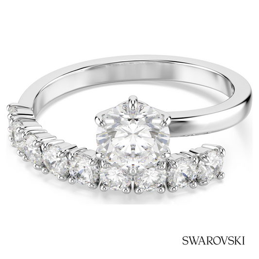 Matrix open ring, Round cut, White, Rhodium plated – item 5753573