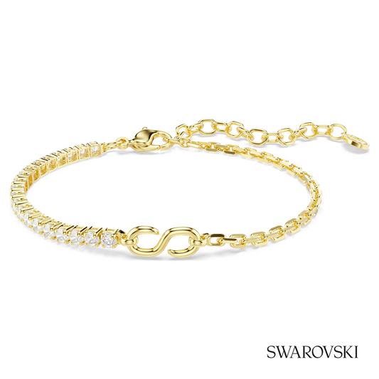 Matrix bracelet, Round cut, White, 18K gold finish – item 5753925